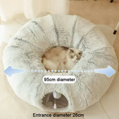 2 In 1 Round Cat Tunnel Bed